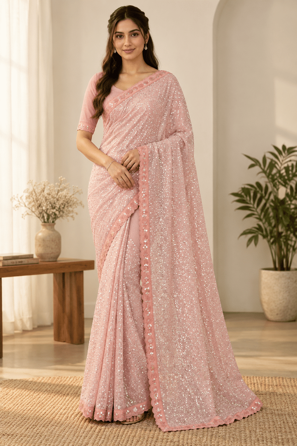 Pink Champagne saree